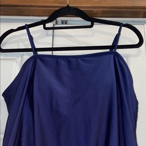 Asymmetrical Blue Sleeveless Camisole Swim Top - Picture 3 of 8